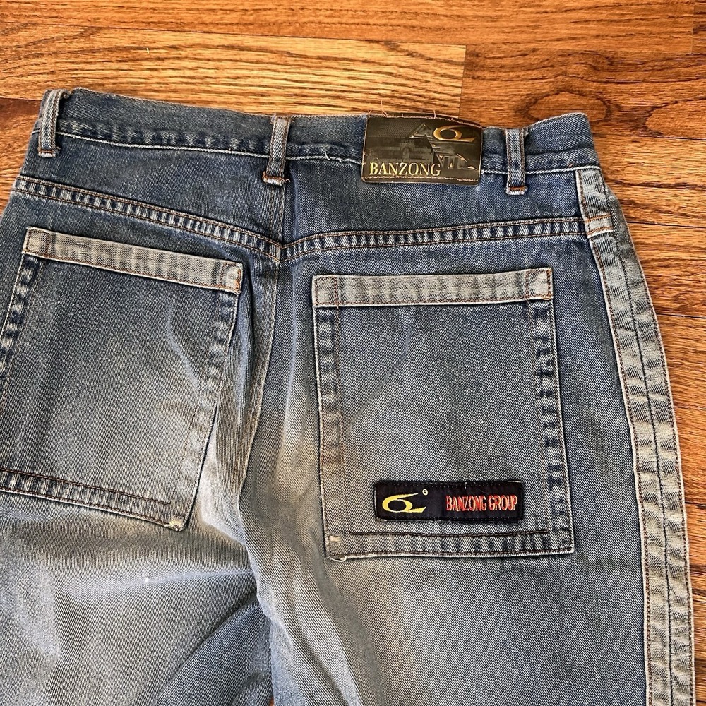 Side Seam Jean Front Patch Pocket Utility Relaxed Medium Wash 30" Edgy Cool Girl - Picture 6 of 13